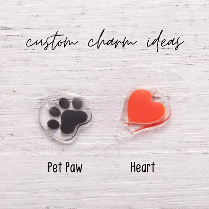 additional cute heart and pet paw charm for a custom faceless portrait keychain