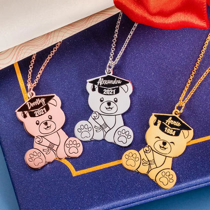 Custom Bear Necklace for Graduation Gift |Graduation gifts for her