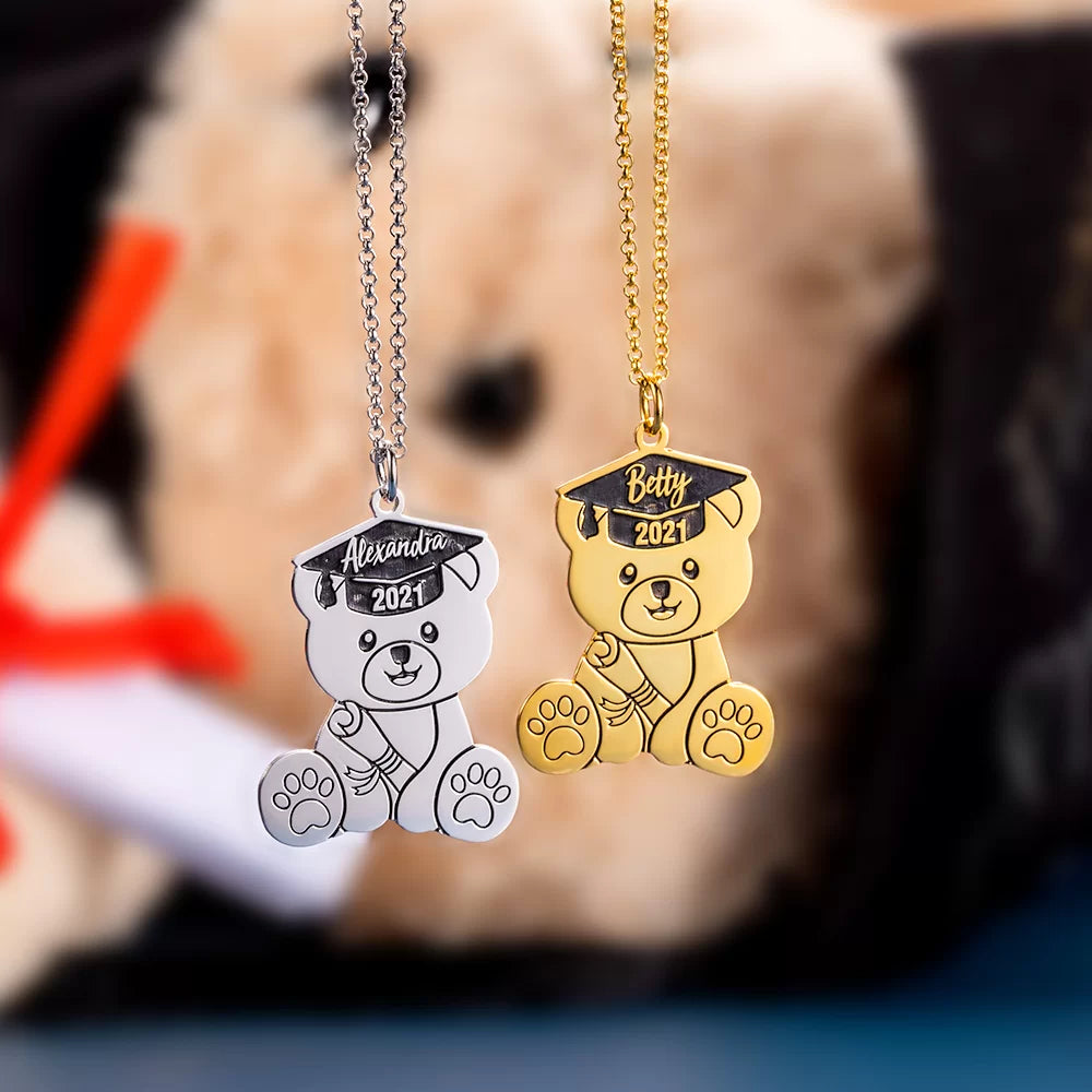 Custom Bear Necklace for Graduation Gift |Graduation gifts for her