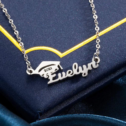 Personalized Bachelor Cap Name Necklace Graduation Gifts |Graduation gifts for her
