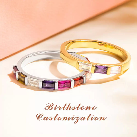 Custom Family Stackable Birthstone Rings | Sterling silver birthstone rings