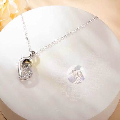 Personalized projection matching heart necklace for couple set of 2|Necklace i love you in 100 languages