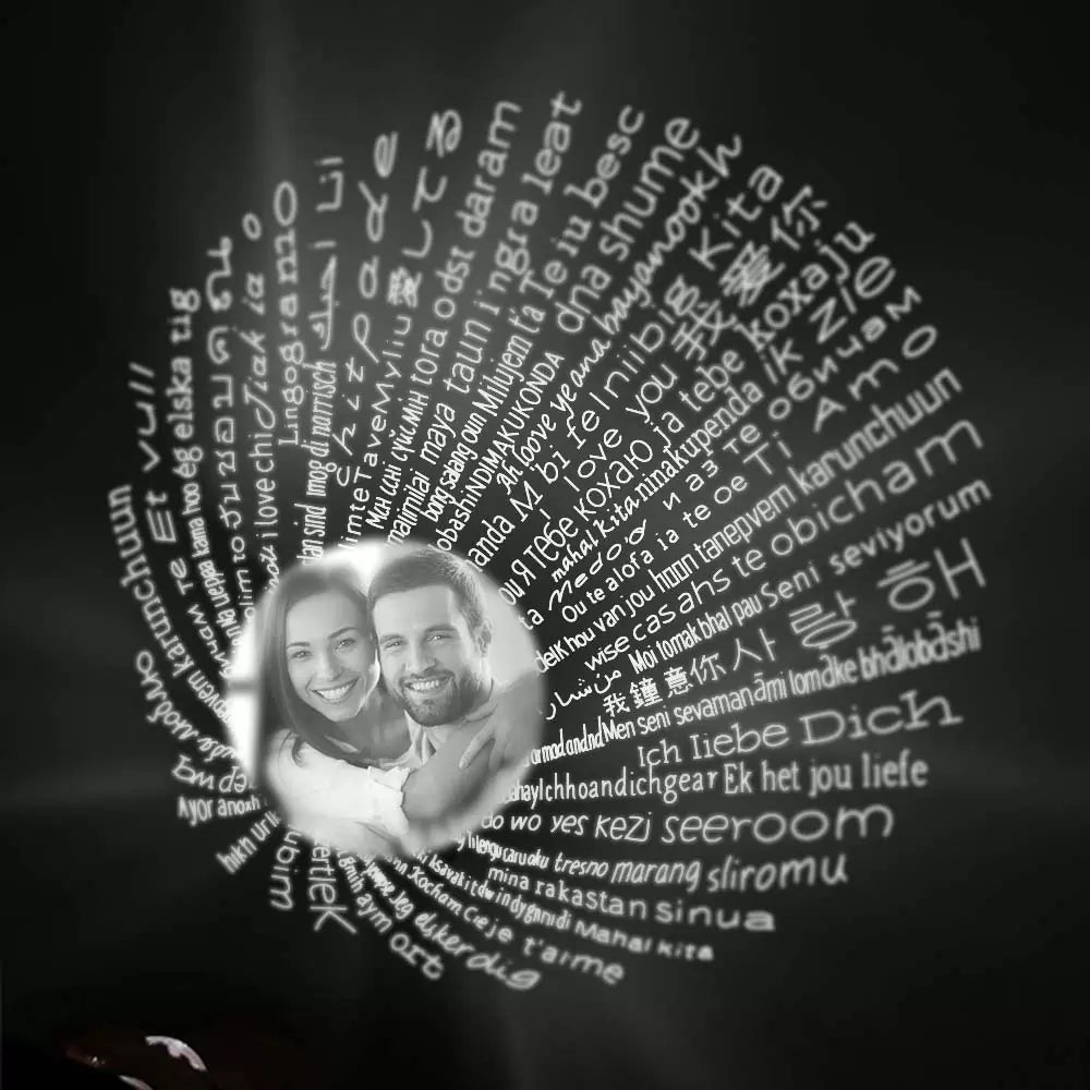 Personalized projection matching heart necklace for couple set of 2|Necklace i love you in 100 languages