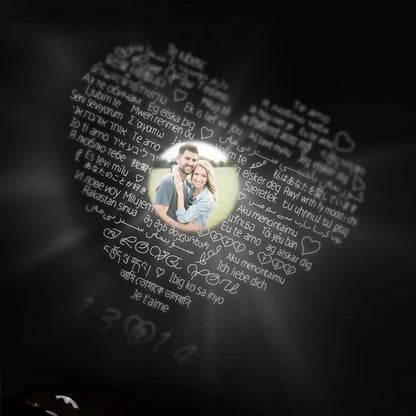 Personalized projection matching heart necklace for couple set of 2|Necklace i love you in 100 languages