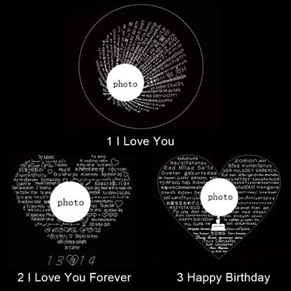Personalized projection matching heart necklace for couple set of 2|Necklace i love you in 100 languages