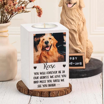 Custom Pet Sympathy Tea-light Candle holder with Pet Photo and Message
