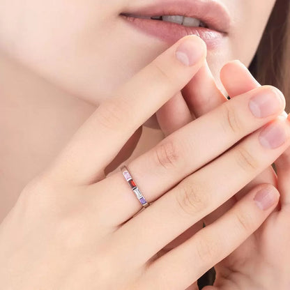 Custom Family Stackable Birthstone Rings | Sterling silver birthstone rings