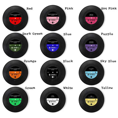 Vinyl record coasters | Set of 4 personalized gifts coasters & turnable holder