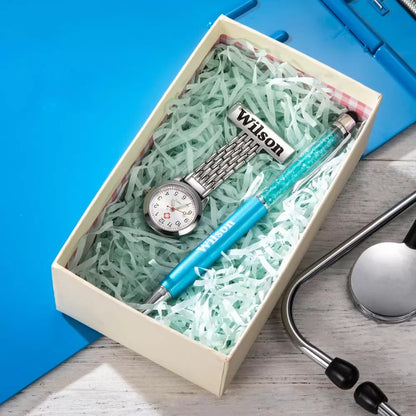 Custom Fob Watch Gift Set With Pen | Customized Nurse Gifts