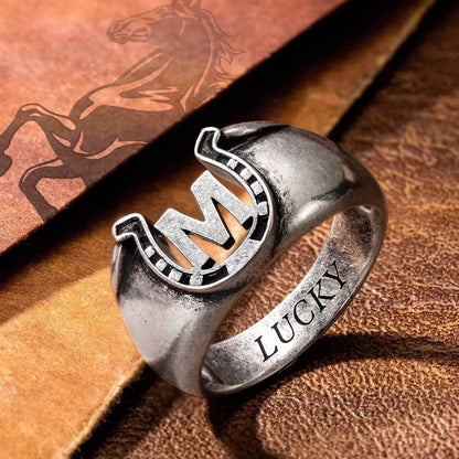 Custom Horseshoe Ring in Brass for Men | Lucky horseshoe ring | Gift for him