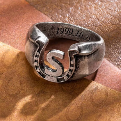 Custom Horseshoe Ring in Brass for Men | Lucky horseshoe ring | Gift for him