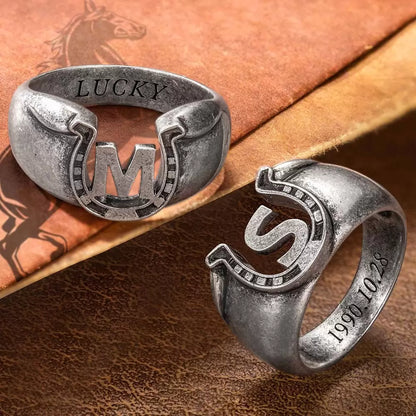 Custom Horseshoe Ring in Brass for Men | Lucky horseshoe ring | Gift for him