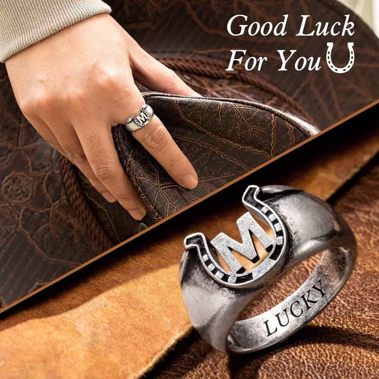 Custom Horseshoe Ring in Brass for Men | Lucky horseshoe ring | Gift for him
