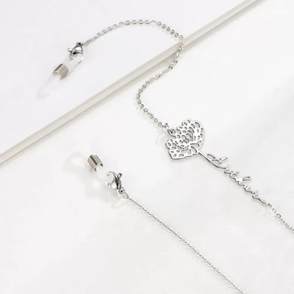 Personalized Sunglasses Chain | Glasses Chain Birthday Flower with Name