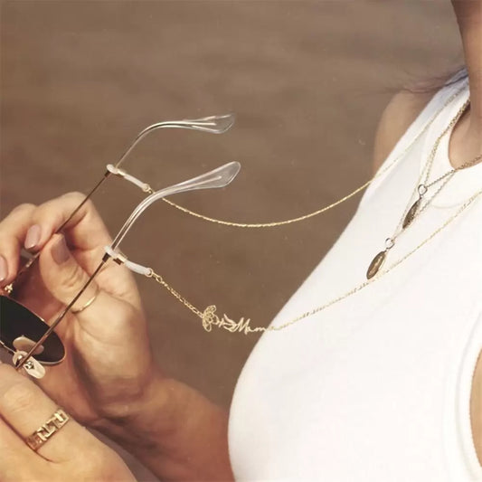 Personalized Sunglasses Chain | Glasses Chain Birthday Flower with Name