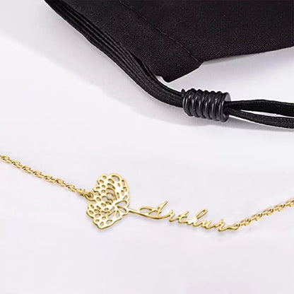 Personalized Sunglasses Chain | Glasses Chain Birthday Flower with Name