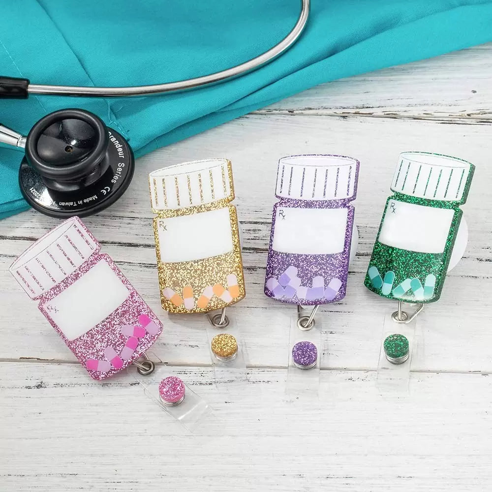 Personalize Funny Pill Bottle Pharmacist Badge Reel