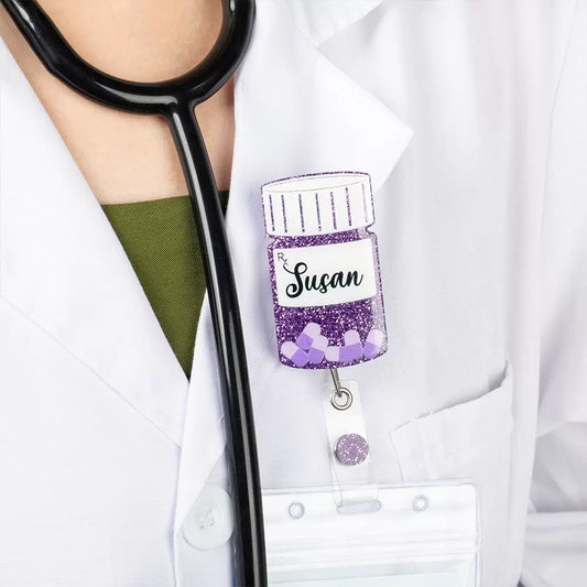 Personalize Funny Pill Bottle Pharmacist Badge Reel