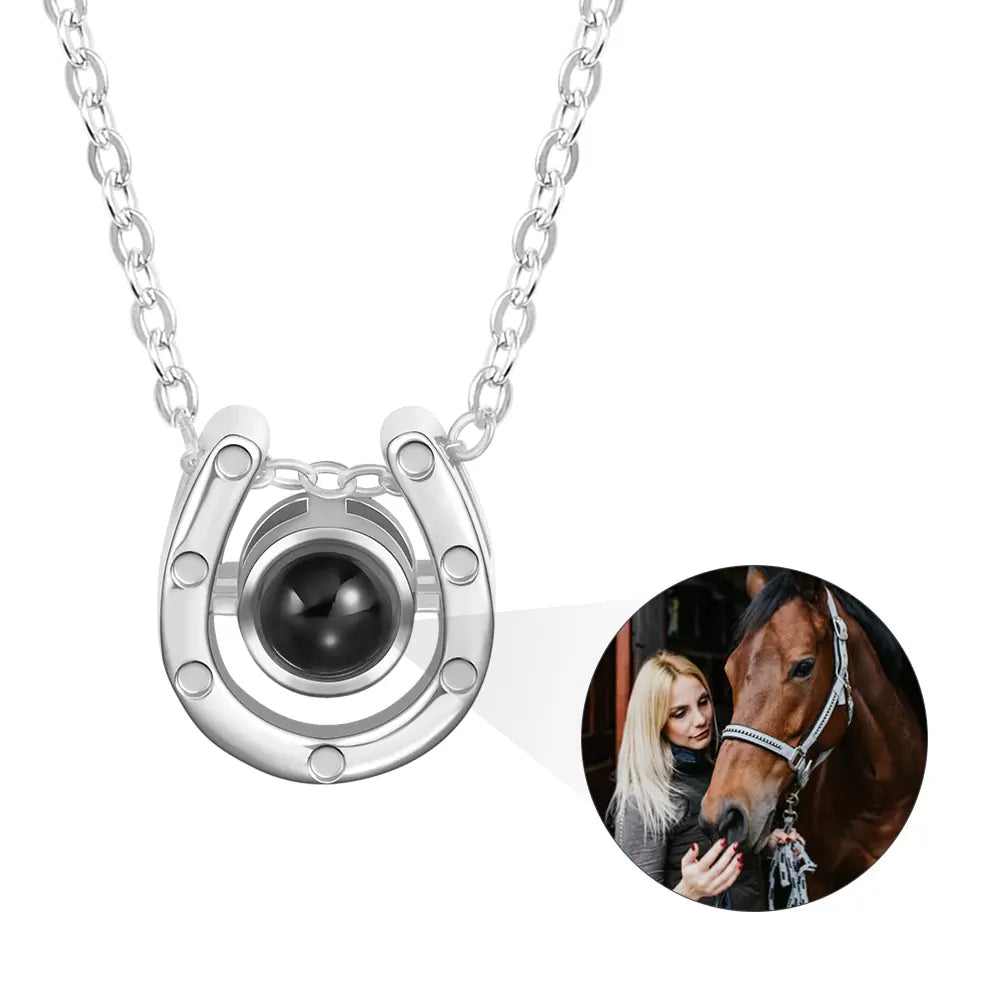 Personalized horse projection necklace 925 silver| Horse memorial necklace  | Gifts for pony lovers