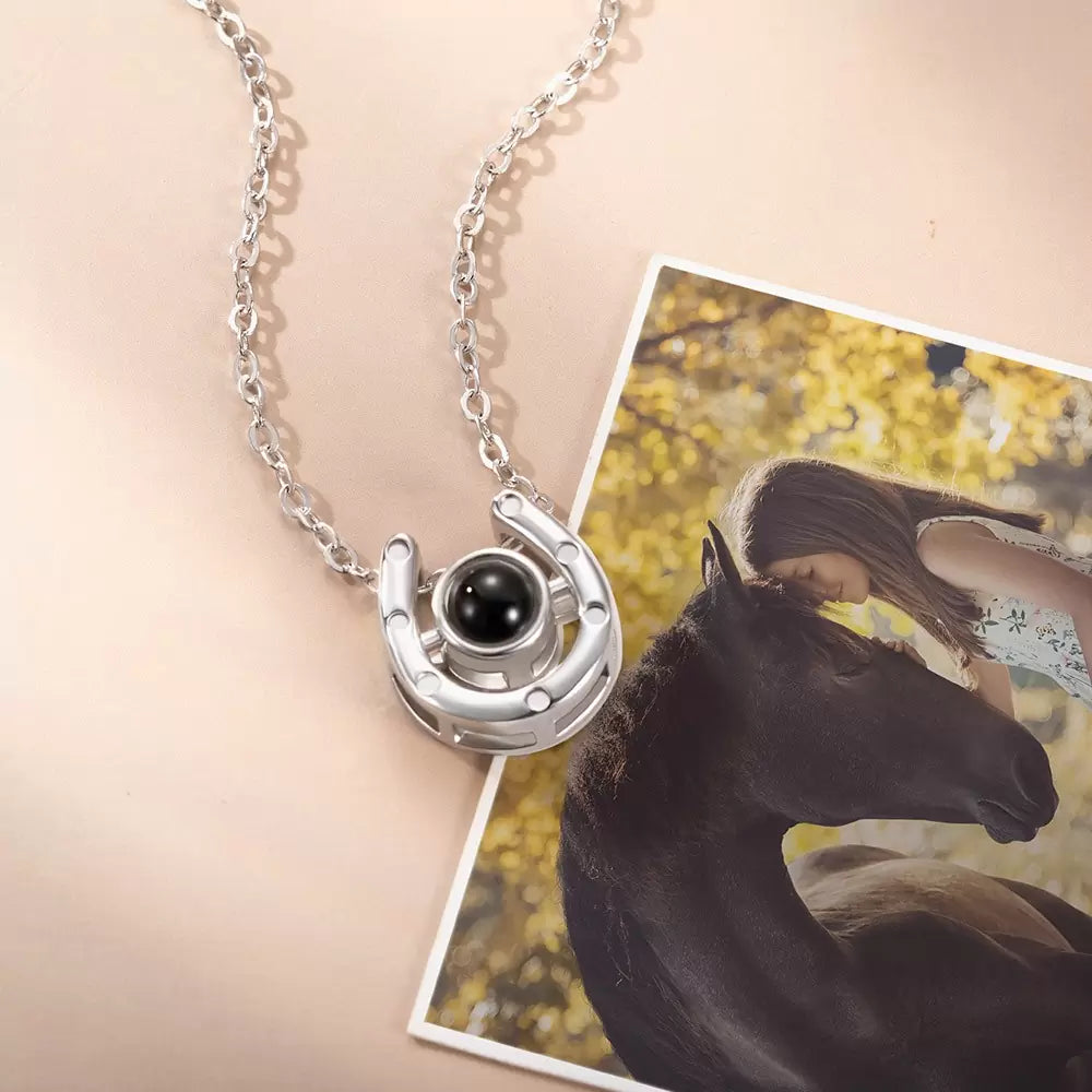 Personalized horse projection necklace 925 silver| Horse memorial necklace  | Gifts for pony lovers
