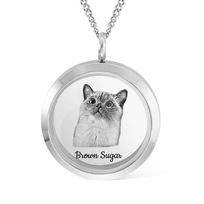 Custom Pet Fur Locket Urn Necklace with Photo & Name