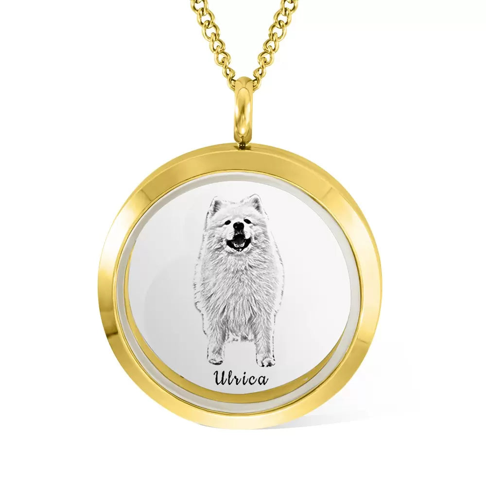 Custom Pet Fur Locket Urn Necklace with Photo & Name