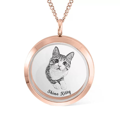 Custom Pet Fur Locket Urn Necklace with Photo & Name