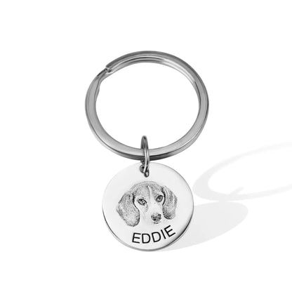 Personalized Pet Disc Keychain with Photo & Name Engraved