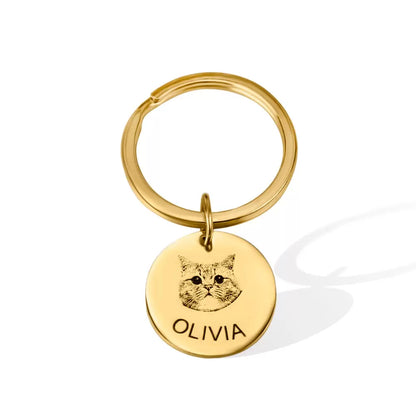 Personalized Pet Disc Keychain with Photo & Name Engraved