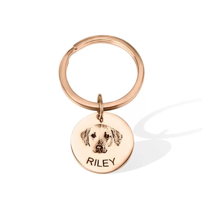 Personalized Pet Disc Keychain with Photo & Name Engraved