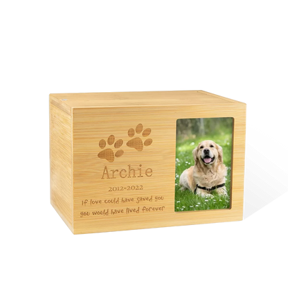 Personalized Wooden Pet Urns with Photo & Message | Memorial Cremation Urn
