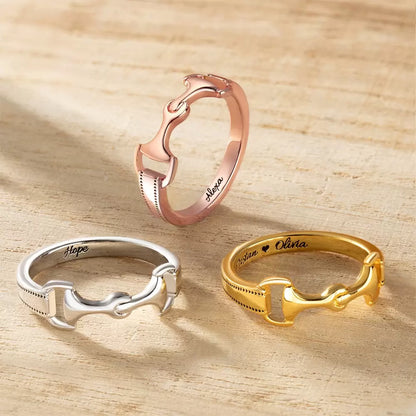 Personalized Snaffle Bit Horse Ring| 925 Sterling Silver Snaffle Bit| Equestrian Jewelry
