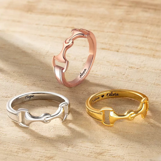 Personalized Snaffle Bit Horse Ring| 925 Sterling Silver Snaffle Bit| Equestrian Jewelry