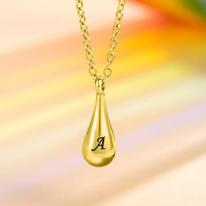 Custom Tiny Teardrop Urn Necklace with Name for Ashes
