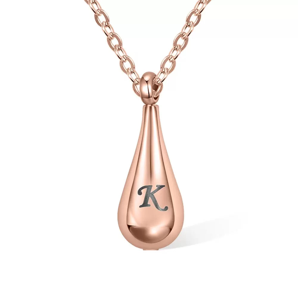 Custom Tiny Teardrop Urn Necklace with Name for Ashes