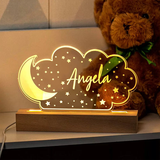 Moon and Stars Night Light, Personalized nursery decor
