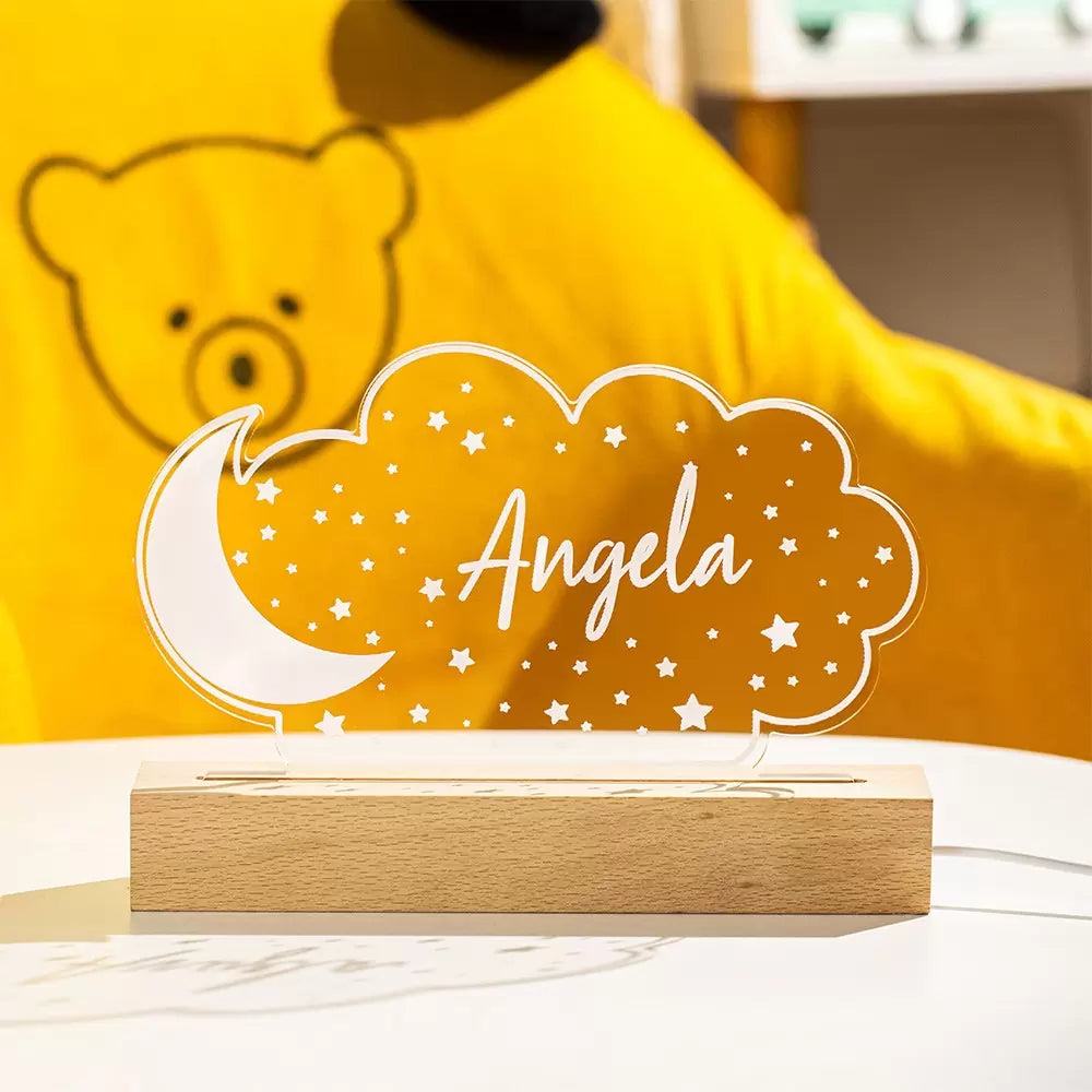 Moon and Stars Night Light, Personalized nursery decor