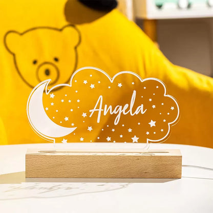 Moon and Stars Night Light, Personalized nursery decor
