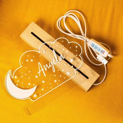 Moon and Stars Night Light, Personalized nursery decor