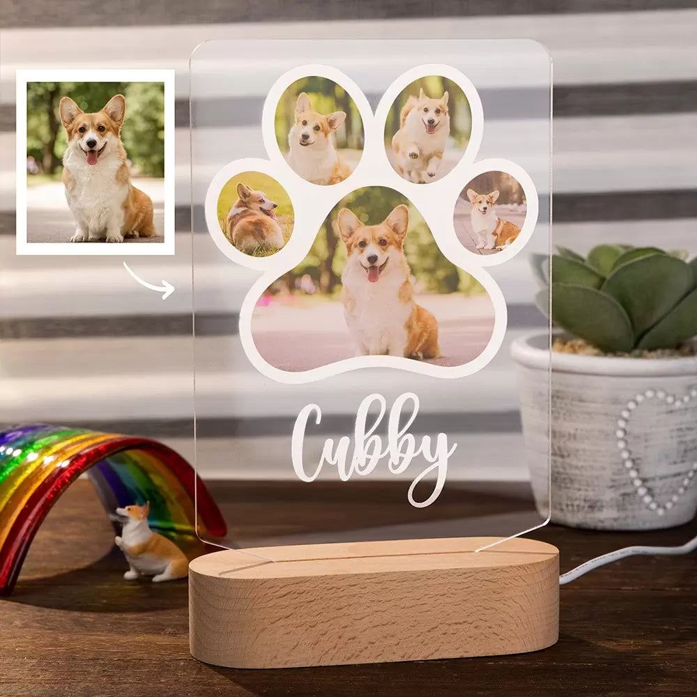 Custom Photo Dog Paw Night Light