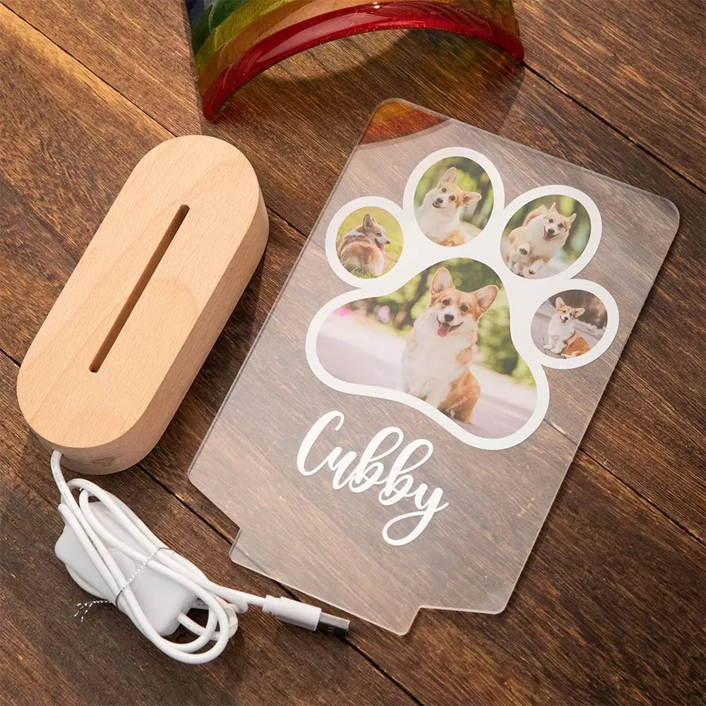 Custom Photo Dog Paw Night Light