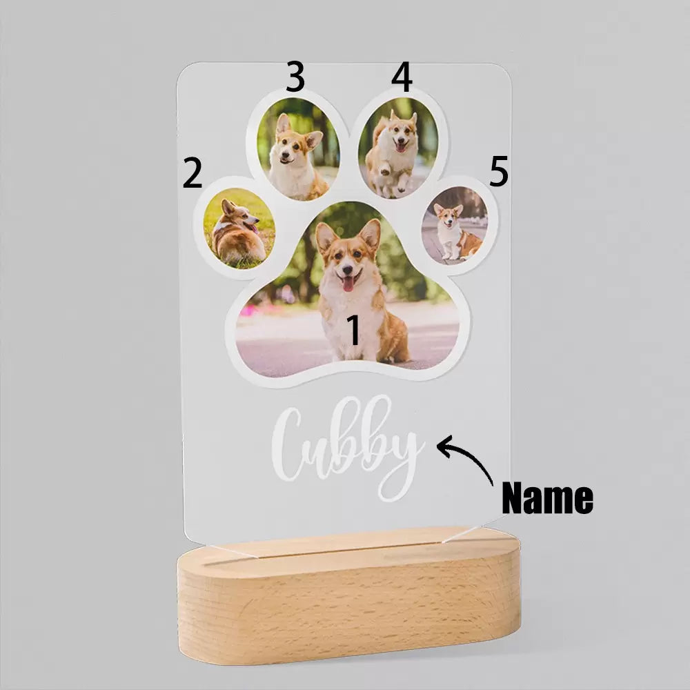 Custom Photo Dog Paw Night Light