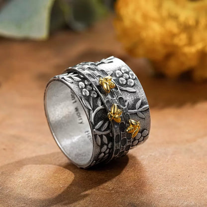 Sunflower and Bee Fidget ring | Fidget rings for anxiety