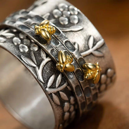 Sunflower and Bee Fidget ring | Fidget rings for anxiety