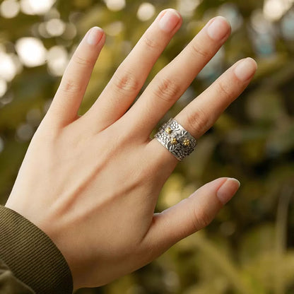 Sunflower and Bee Fidget ring | Fidget rings for anxiety