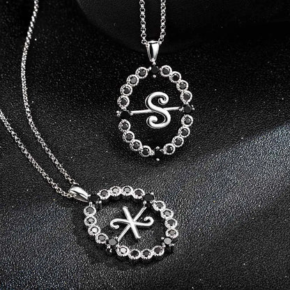 Custom Initial Necklace, Rotating Talisman Necklace| Morticia Necklace