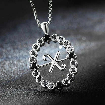 Custom Initial Necklace, Rotating Talisman Necklace| Morticia Necklace