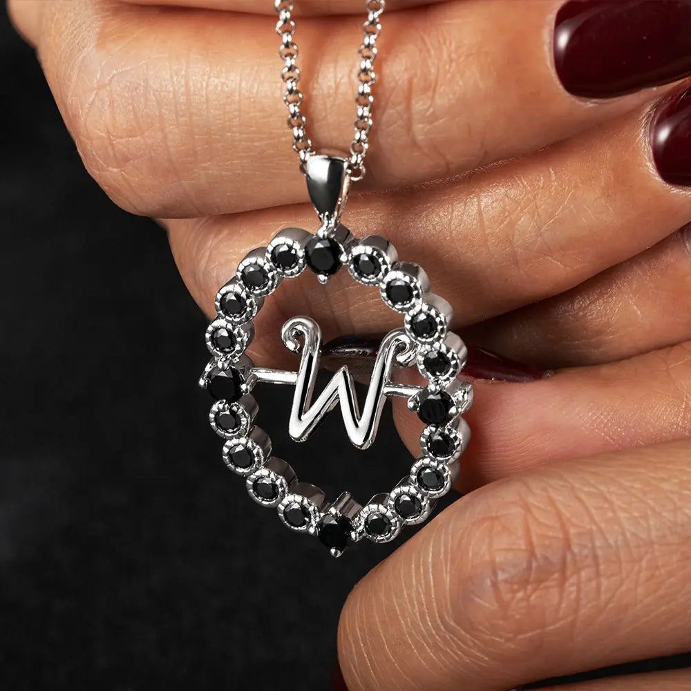Custom Initial Necklace, Rotating Talisman Necklace| Morticia Necklace
