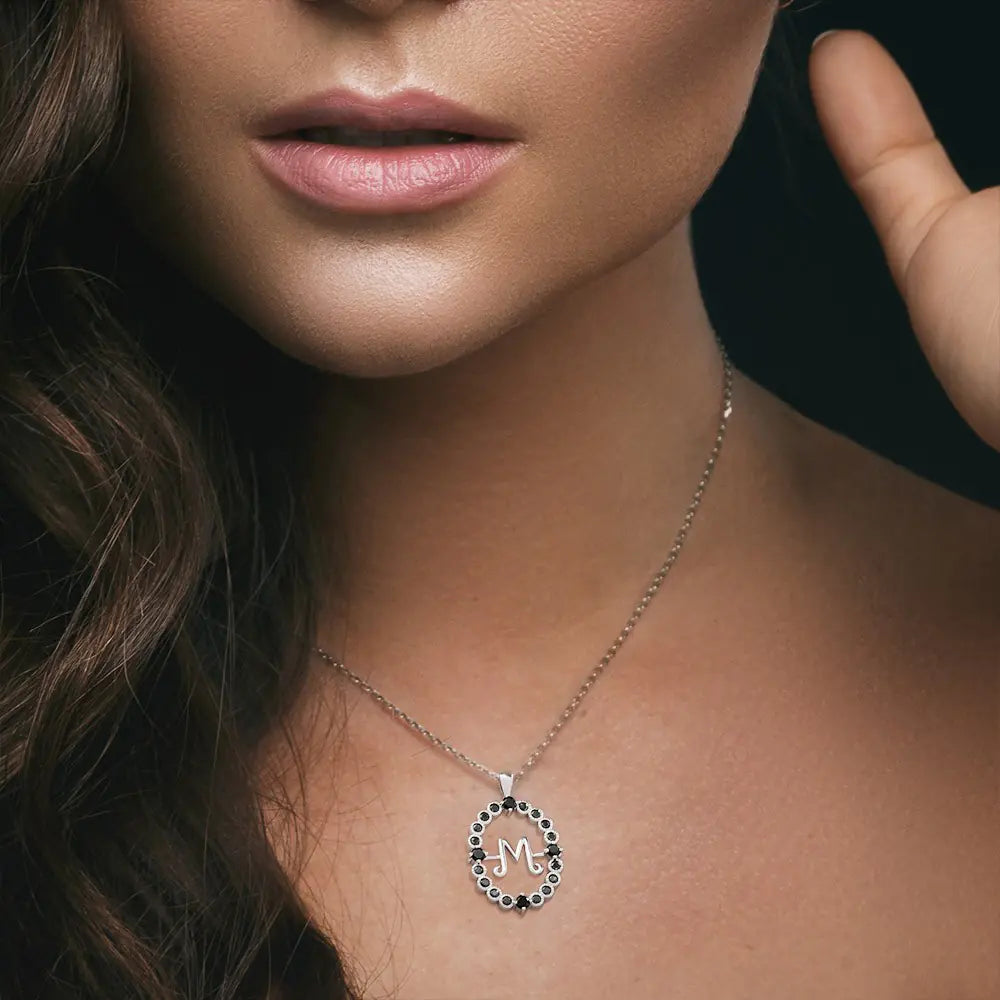 Custom Initial Necklace, Rotating Talisman Necklace| Morticia Necklace