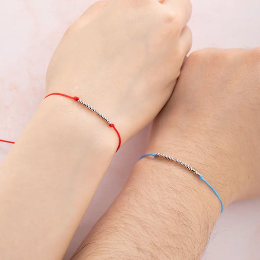 Personalized Couple bracelets morse code | s925 silver set of 2 morse code bracelet
